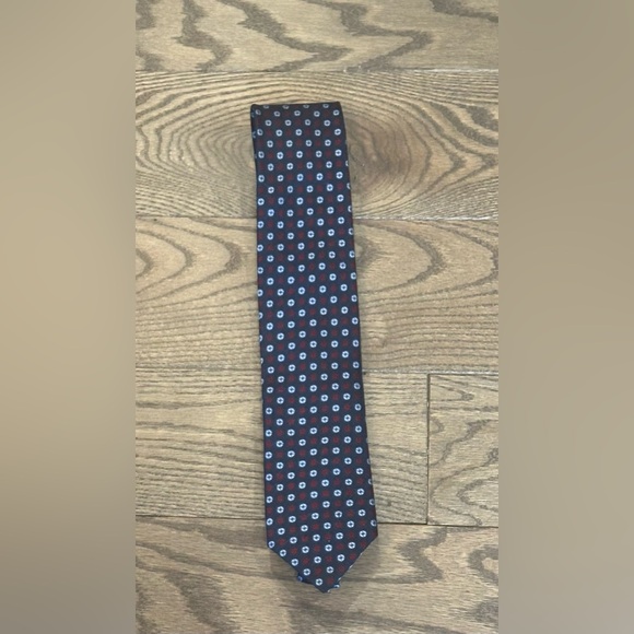 Canali 100% Silk Geometric Tie Blue Red Made in Italy
